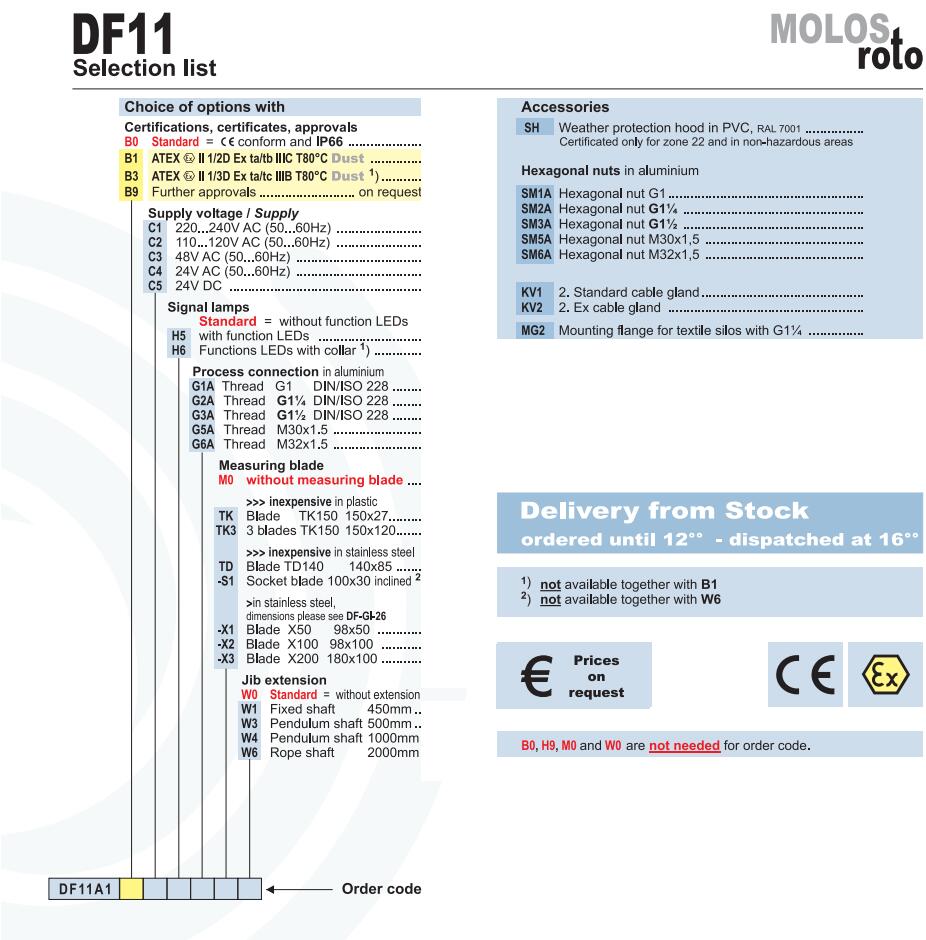 MOLOSroto 物位限位开关 DF系列 DF11